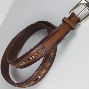 BRIGHTON Men's Size 40 Brown Leather Seacliff Taper Belt